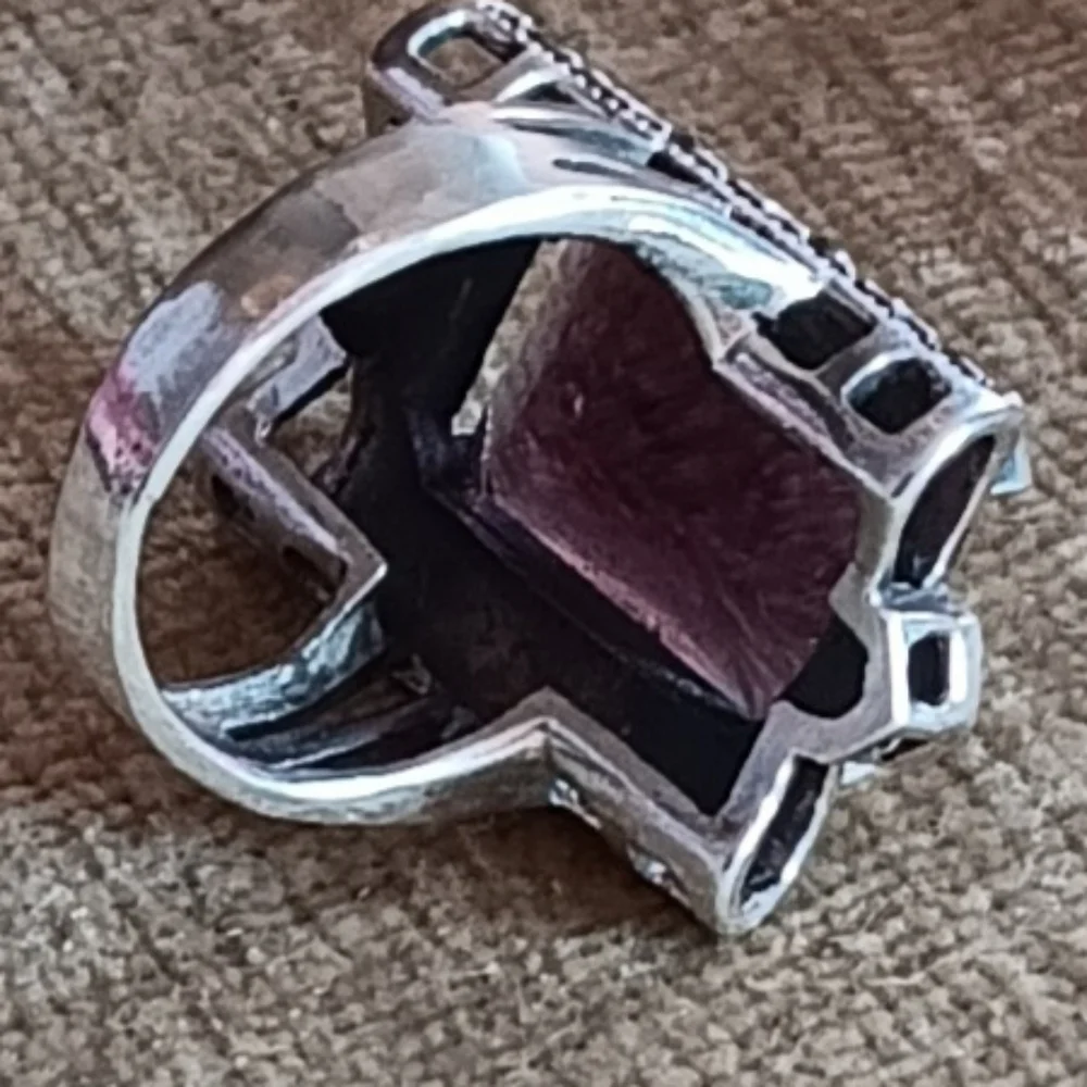 925 Silver Purple Crystal Ring